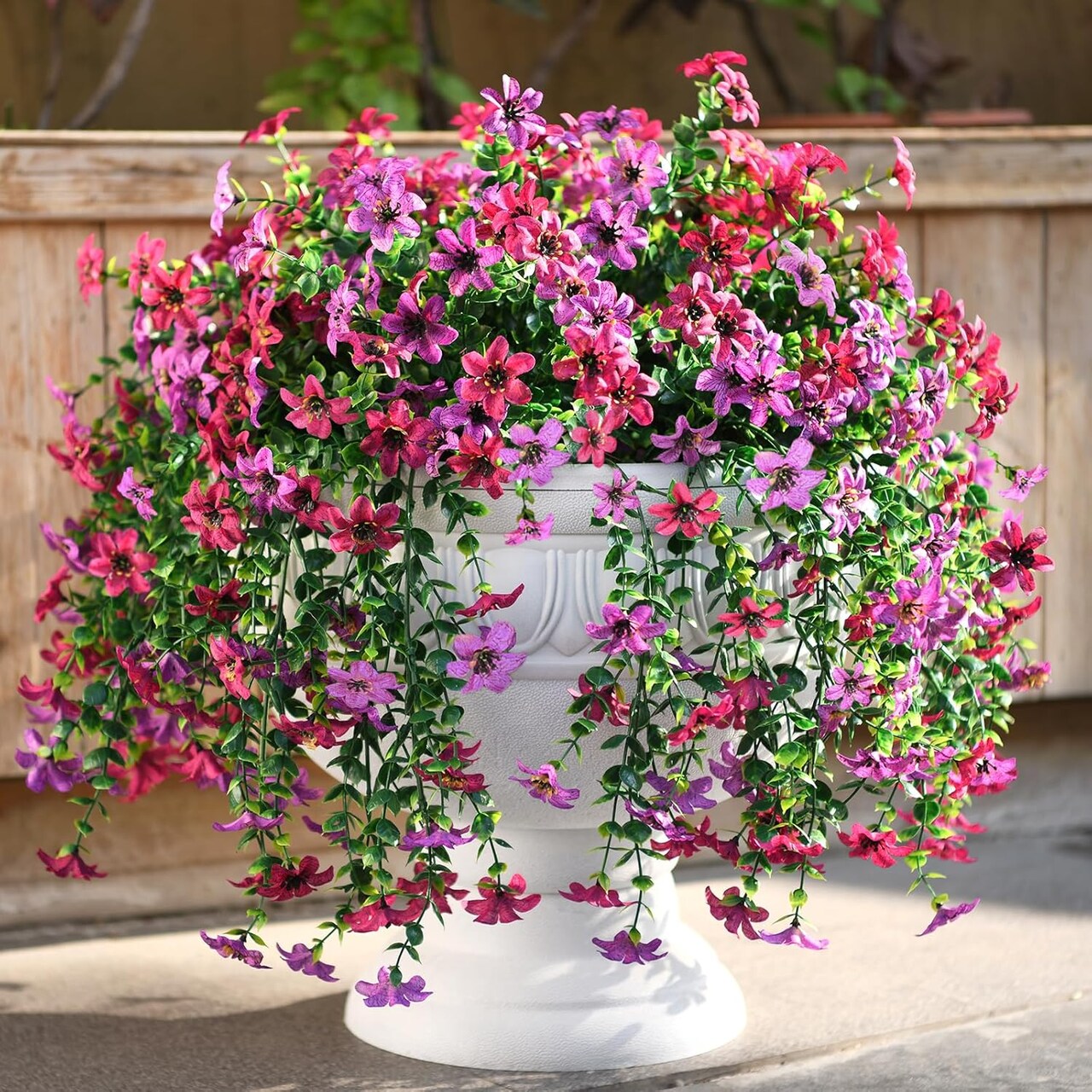 2 Pack Artificial Fall Mums Hanging Flowers – UV Resistant Faux Daisy Plants for Outdoor & Indoor Autumn Décor – Realistic Silk Plants for Porch, Patio, Balcony, Yard & Home